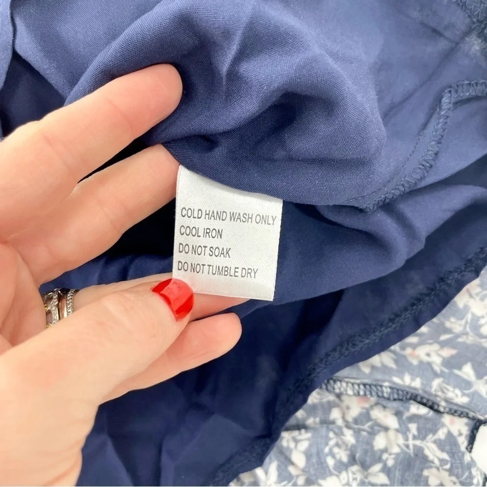 RUMOR Floral Ditzy Daisy Navy Blue spaghetti strap lined mini‎ dress - Picture 7 of 9